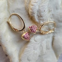 Image 3 of Pave Raspberry CZ/Crystal Sophisticated Heart Valentine Earrings
