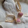 Pave Raspberry CZ/Crystal Sophisticated Heart Valentine Earrings
