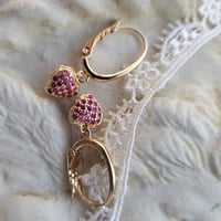 Image 5 of Pave Raspberry CZ/Crystal Sophisticated Heart Valentine Earrings