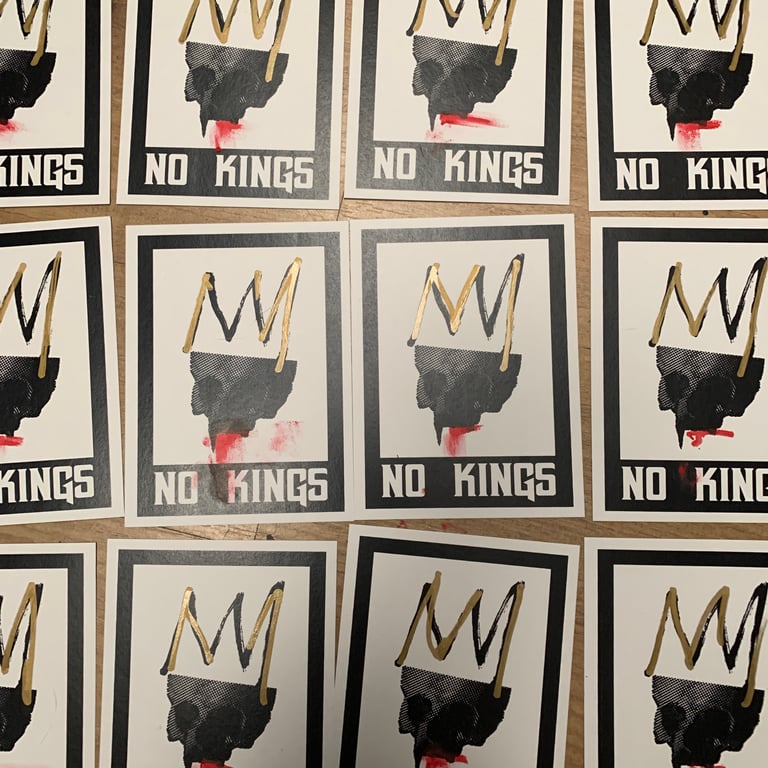 NO KINGS hand embellished sticker Image 2
