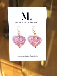 (Reserved for Deanna) - "Crystal Heart" - Soft pink.  Earrings