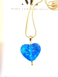 (Reserved for Deanna) "Faceted Heart" - Pendant.  Deep Aqua