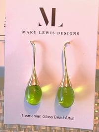 (Reserved for Deanna) "Teardrop" Earrings - soft, light grass green