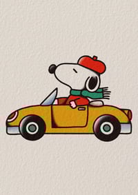 Snoopy driving