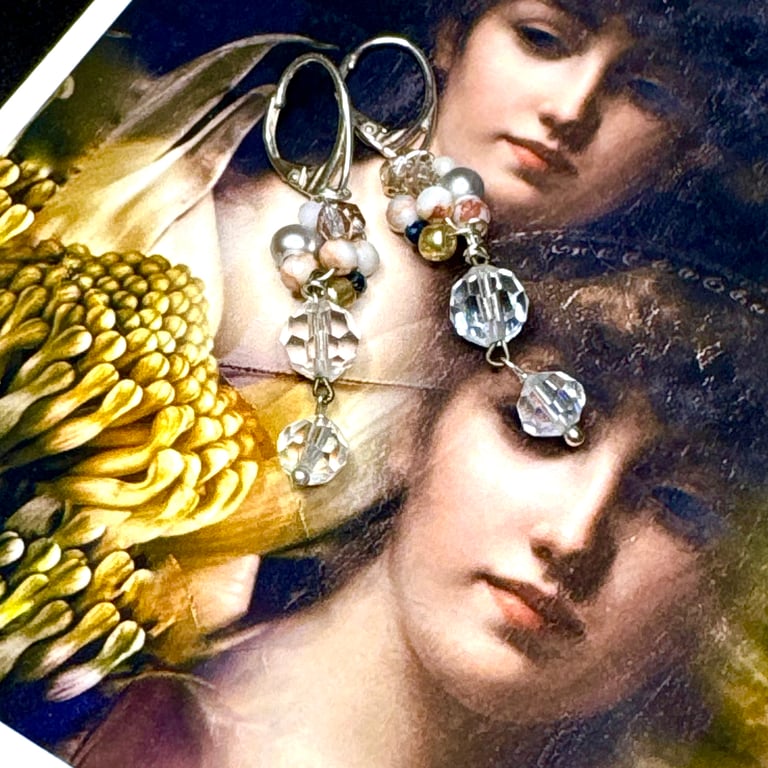 Vintage crystal sterling silver earrings Image 3