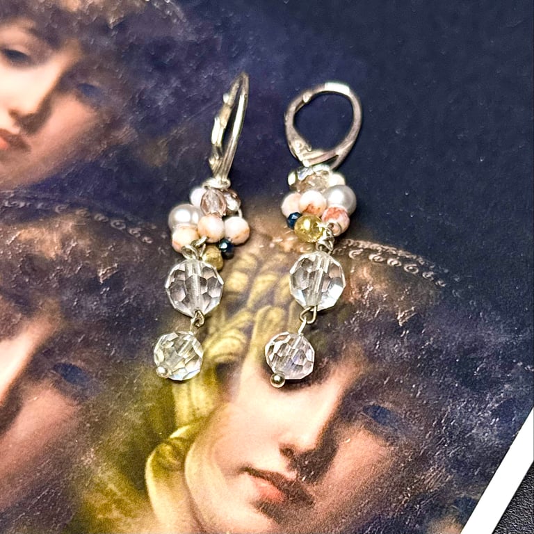 Vintage crystal sterling silver earrings Image 4
