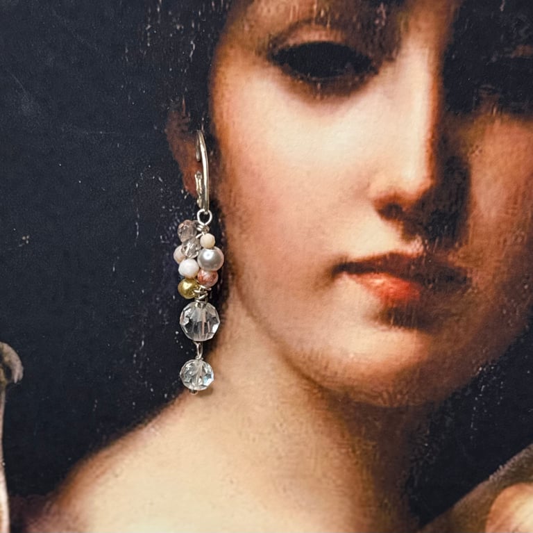 Vintage crystal sterling silver earrings 