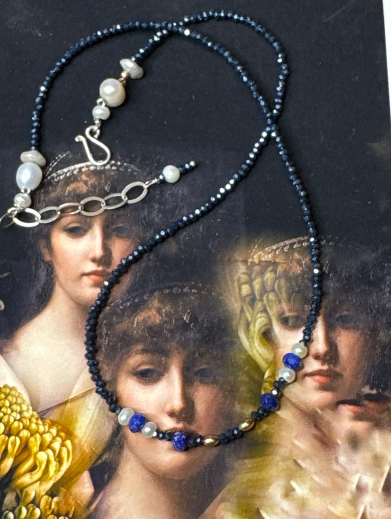 Sapphire crystal fine strand necklace Image 3