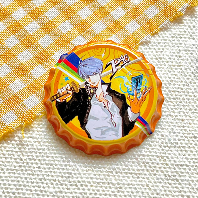 Persona 3/4/5 Protagonist Bottle Cap Pins & Stickers