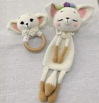 Image 1 of Crochet Fennec Fox Baby Set – Comfort Toy & Rattle