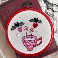 Love Potion Teacup Bats Embroidery 