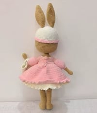 Image 3 of Handmade Crochet Bunny in Pink Dress