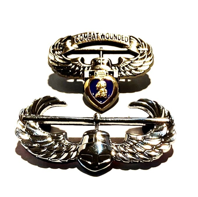 Image of Air Assault Purple Heart pin and Car Badge Combo
