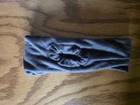 Image 4 of Linen Stretchy Wrap with Ponytail Hole in Brown