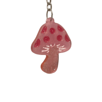 Pink Mushroom Resin Keychain