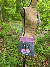 Image 1 of Linen Crossbody Purse in Peonies on Slate