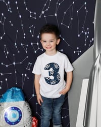 Image 2 of Astronauts Space Birthday Shirt Boy’s Number Party Top