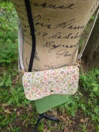 Image 2 of Small Linen Crossbody Bag in Spring Green & Ditzy Retro Floral 
