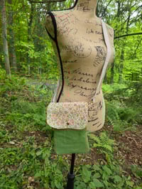 Image 3 of Small Linen Crossbody Bag in Spring Green & Ditzy Retro Floral 