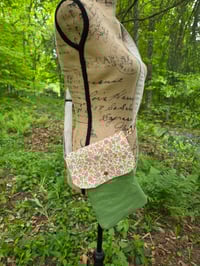 Image 4 of Small Linen Crossbody Bag in Spring Green & Ditzy Retro Floral 