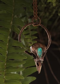 Copper Crow Skull & Turquoise Necklace