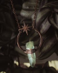 Green Aura Quartz and Copper Star Necklace 