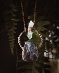 Multi Color Agate & Clear Quartz Copper Necklace