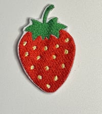Strawberry Embroidered Iron-On Patch (3.5 inches)