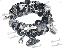 Image 1 of ANA826160 - Black & Gray Memory Wire Bracelet 