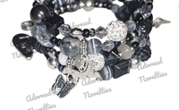 Image 4 of ANA826160 - Black & Gray Memory Wire Bracelet 