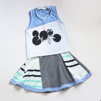 Image 2 of lilypads blue stripe summer 4 4/5 courtneycourtney tank sleeveless top skirt set 