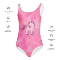 Image 4 of All-Over Print Kids Swimsuit Pink