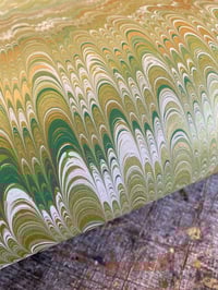 Image 1 of 'Olive Vine' one-of-a-kind hand marbled paper 