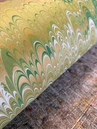 Image 2 of 'Olive Vine' one-of-a-kind hand marbled paper 