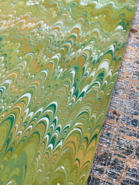 Image 3 of 'Olive Vine' one-of-a-kind hand marbled paper 