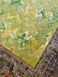 Image 7 of 'Olive Vine' one-of-a-kind hand marbled paper 