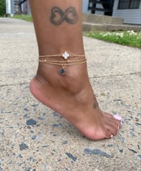 Black/White Charm Ankle Bracelet Sets
