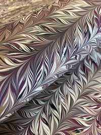 Image 3 of Marbled Paper #63 Intricate combed - maroon, black and Latte 
