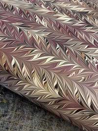 Image 1 of Marbled Paper #63 Intricate combed - maroon, black and Latte 