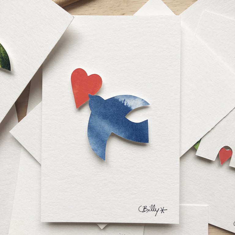 COLLAGE OISEAU & COEUR