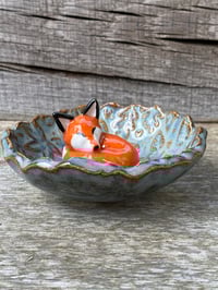 Image 5 of Sleeping Fox, Leaf Pattern, Trinket Bowl
