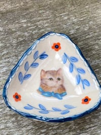 Image 1 of Blue Tie Cat Trinket Dish