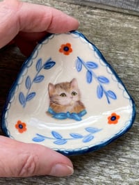 Image 2 of Blue Tie Cat Trinket Dish