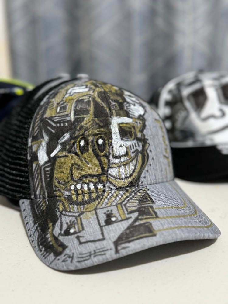 Image of Black and grey with gold custom snapback