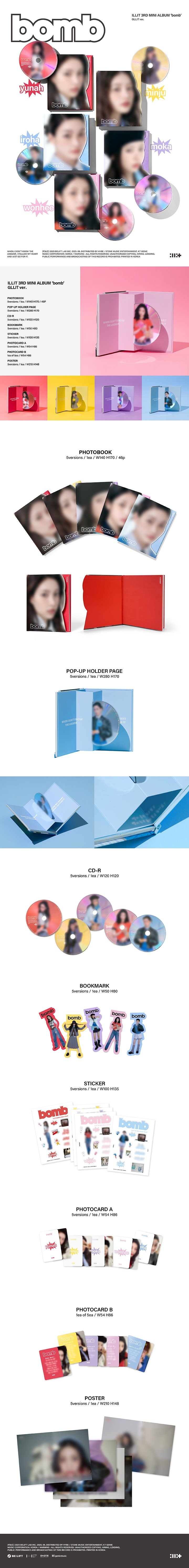 Image of [PRE-ORDER] ILLIT ‘bomb’ (GLLIT Ver.) + Weverse Shop POBs