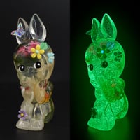 Image 1 of Floral Sitting Rabbit Kewtie Glow in the Dark Double Cast Resin Figure