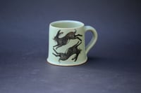 Image 1 of Hare and Rook Mug. Blue Celadon glaze. (PRE ORDER)