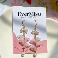 Image 1 of flower chain earrings - 10k gold-plated