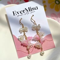 Image 2 of flower chain earrings - 10k gold-plated