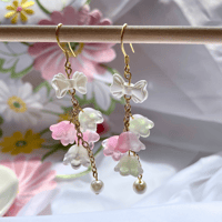 Image 3 of flower chain earrings - 10k gold-plated